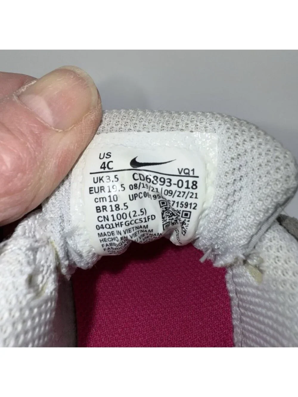 Nike Shoes Girls 4C Air MAX Excee Toddler Gray Pink White